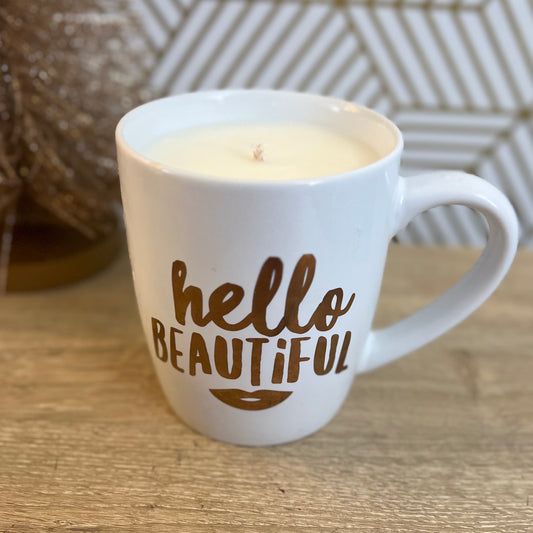 Hello Beautiful Mug Candle